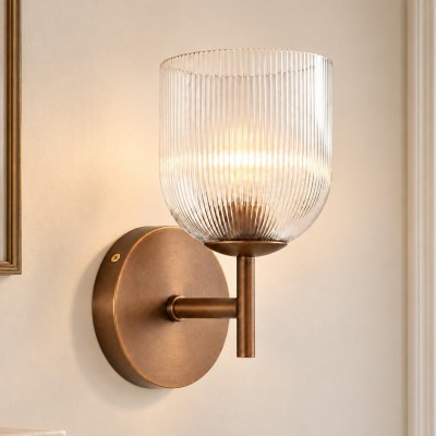 Corwin Vintage Decorative Ribbed Glass Wall Lamp