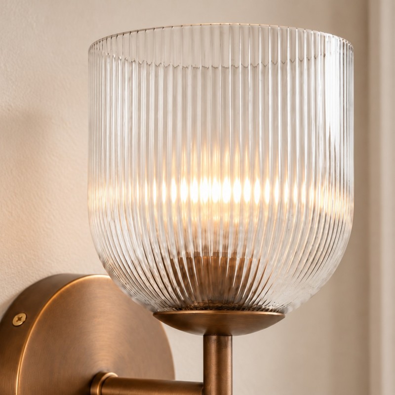 Corwin Vintage Decorative Ribbed Glass Wall Lamp