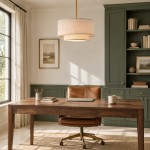 Aevon 3-Light Matte Brown Double Drum Pendant Light