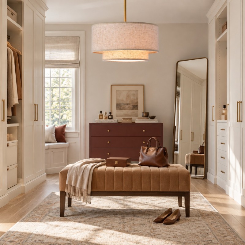 Aevon 3-Light Matte Brown Double Drum Pendant Light