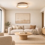 Archie Faux Travertine Round LED Flush Mount Ceiling Light