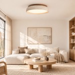 Archie Faux Travertine Round LED Flush Mount Ceiling Light