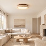 Archie Faux Travertine Round LED Flush Mount Ceiling Light