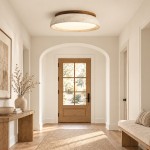 Archie Faux Travertine Round LED Flush Mount Ceiling Light
