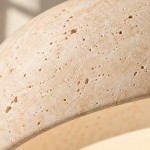 Archie Faux Travertine Round LED Flush Mount Ceiling Light