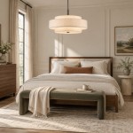 Harlow Linen Blend 5 Light Metal Double Tier Drum Pendant Light