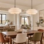 Harlow Linen Blend 5 Light Metal Double Tier Drum Pendant Light