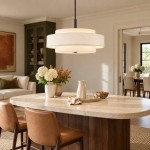 Harlow Linen Blend 5 Light Metal Double Tier Drum Pendant Light