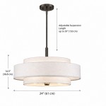 Harlow Linen Blend 5 Light Metal Double Tier Drum Pendant Light