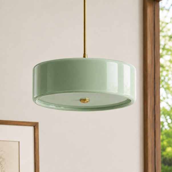 Xavier Modern Glossy Ceramic Drum Pendant Light