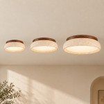 Archie Faux Travertine Round LED Flush Mount Ceiling Light