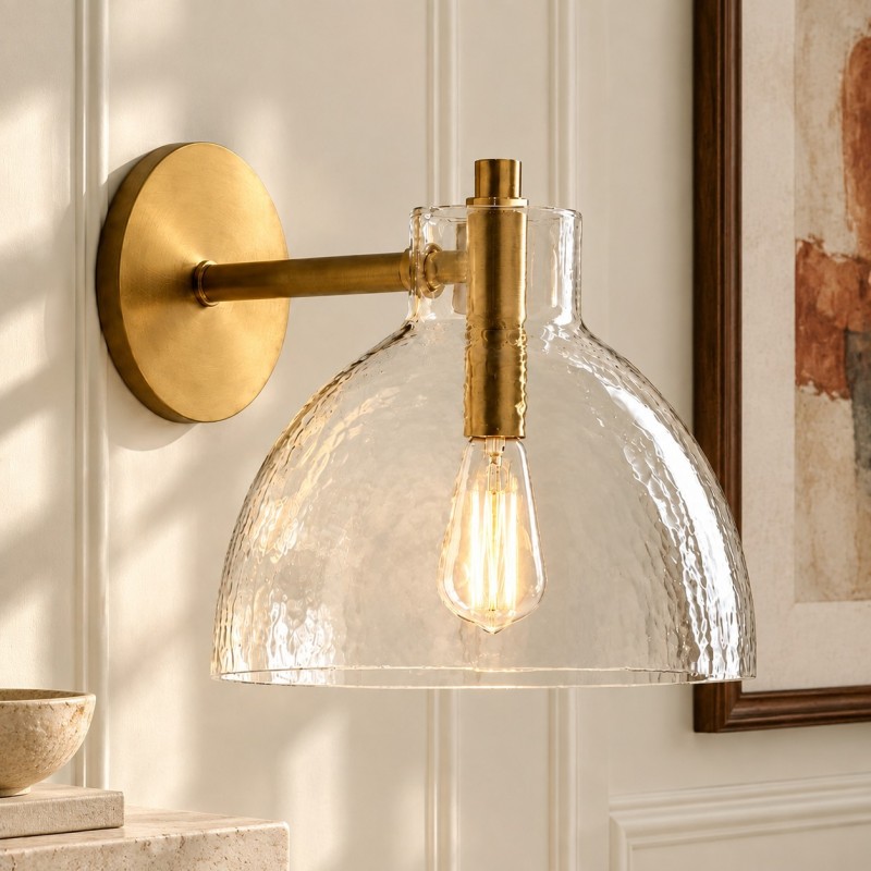 Keen Farmhouse Cooper Recycled Glass Dome Sconce