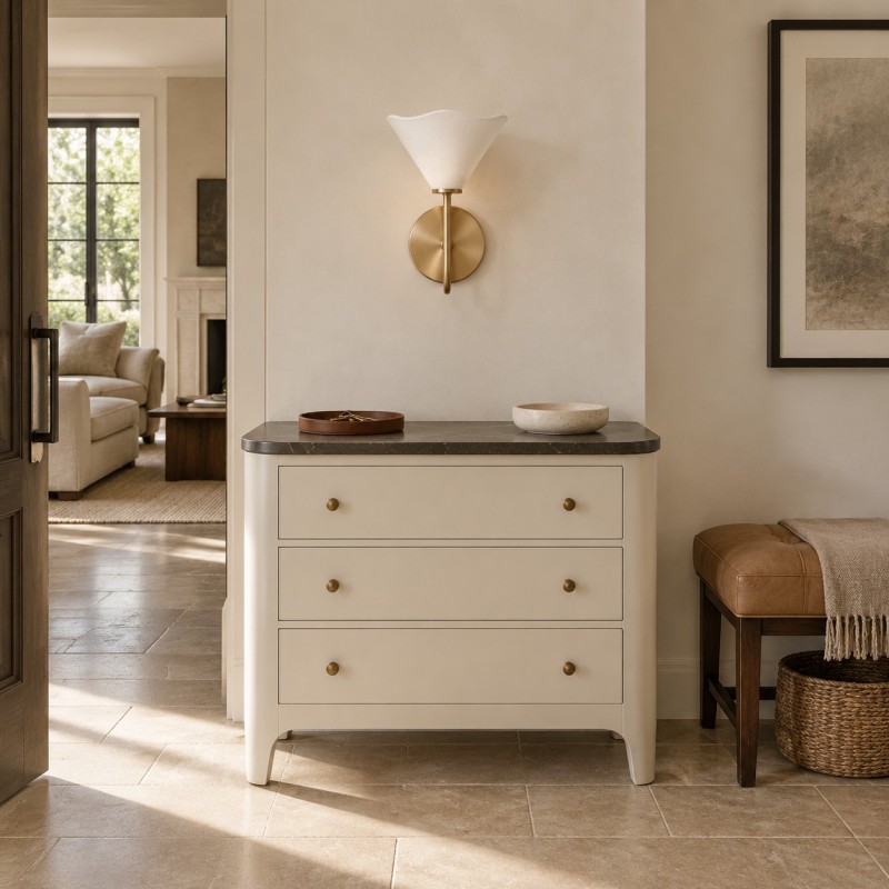 Xanthippe Farmhouse Linen Fabric Wall Sconce