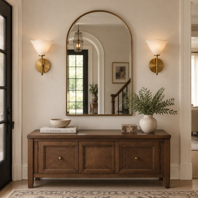 Xanthippe Farmhouse Linen Fabric Wall Sconce