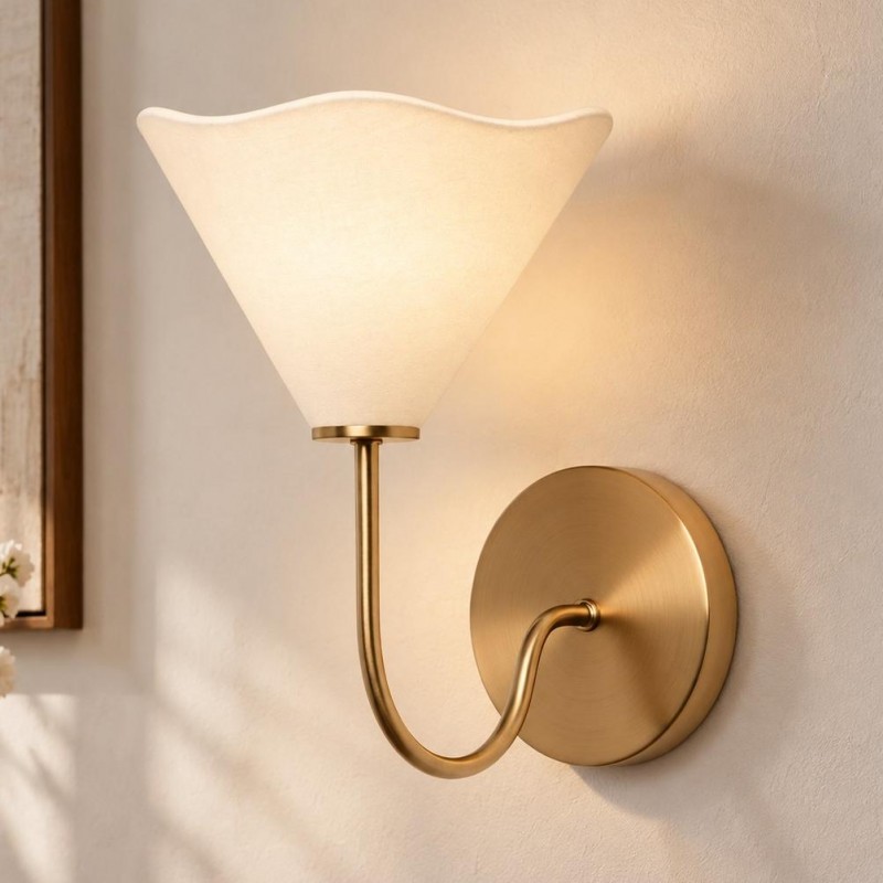 Xanthippe Farmhouse Linen Fabric Wall Sconce