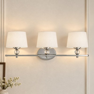 Remi Rustic 3-Light White Fabric Sconce