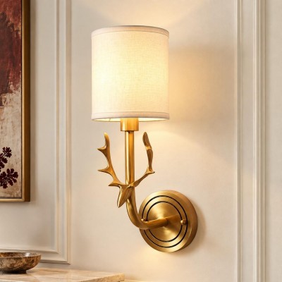 Akshara Farmhouse Brass Deer Head Wall Light