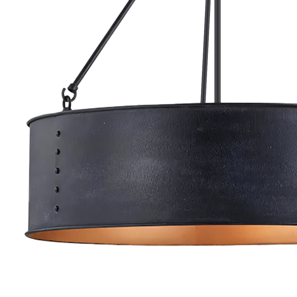 Metal Drum Shade Hanging Pendant Light | Black Drum Chandelier | Ping ...