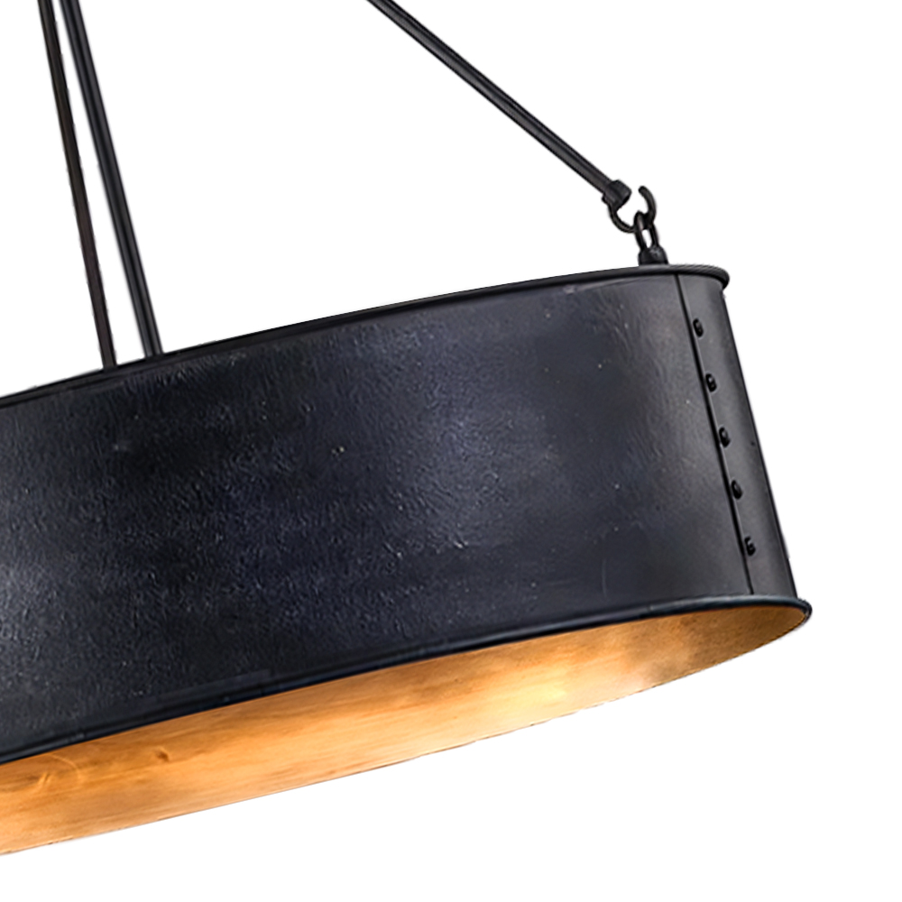 Metal Drum Shade Hanging Pendant Light | Black Drum Chandelier | Ping ...
