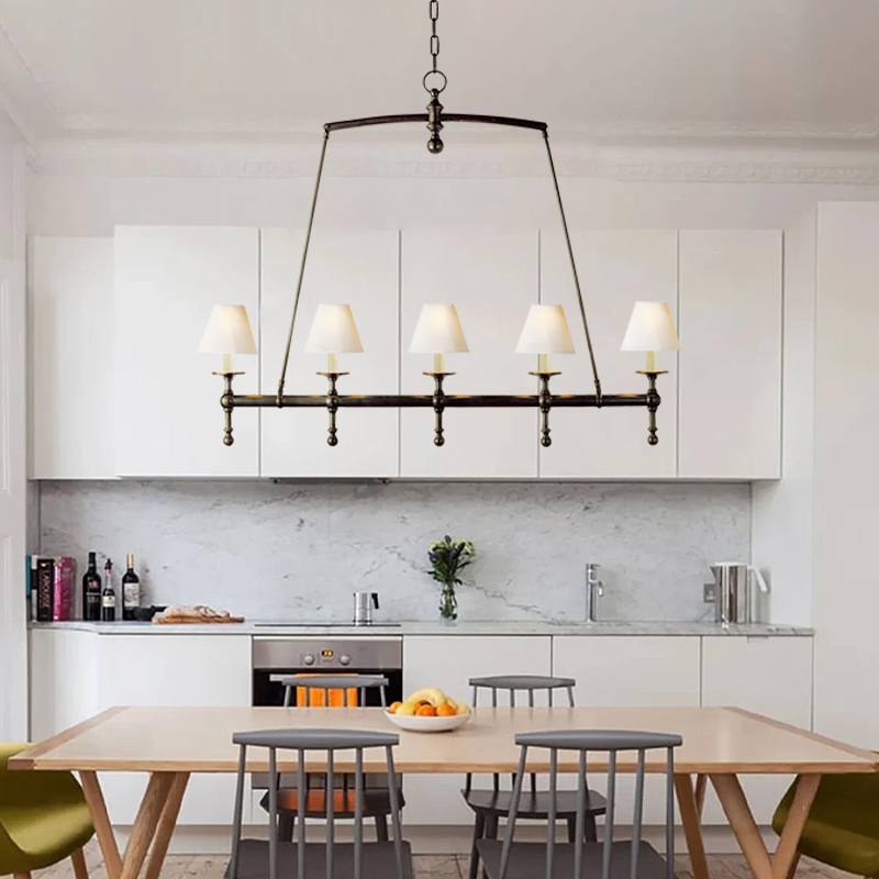 Vintage Farmhouse Linear Chandelier | 5 Light Pendant Chandelier | Pinglighting