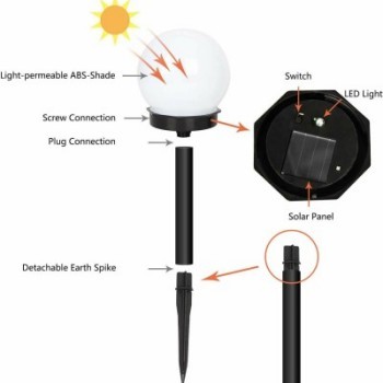 Solar Lights Outdoors 8 Pack Globe LED Solar Powered Garden Light