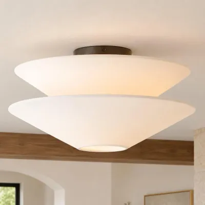 Luneth Modern Fabric Double Layer Ceiling Light