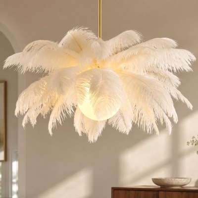 Caden Modern Nordic Ostrich Feather Chandelier