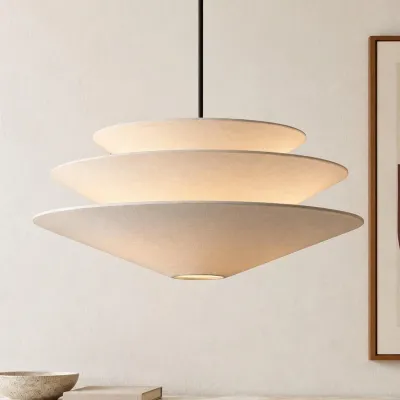 Orabella Scandinavian Tiered Linen Cone Pendant Light