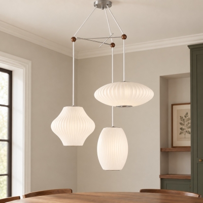 Noah White Triple Pear Bubble Silk Pendant Light