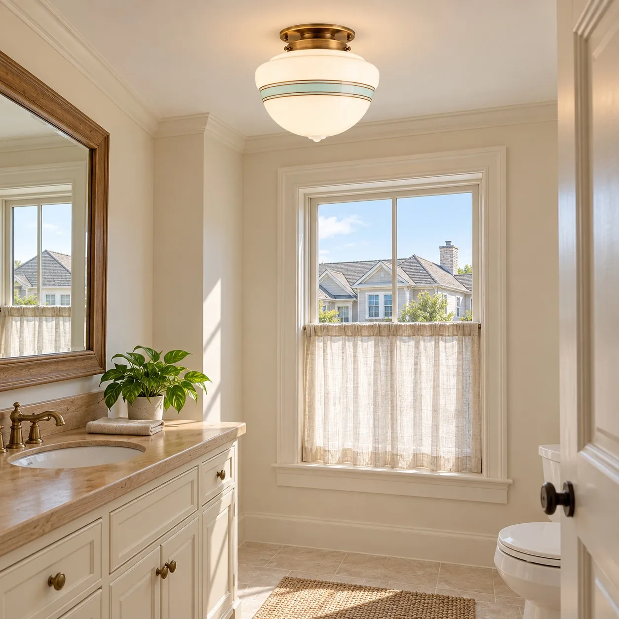 Hensley schoolhouse ceiling light in a bright interior