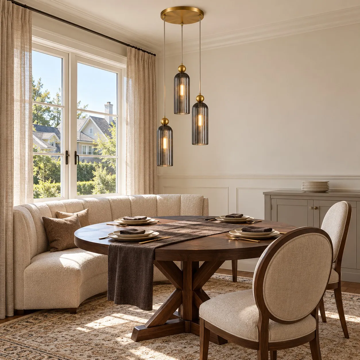 Pendant lighting in a sitting area