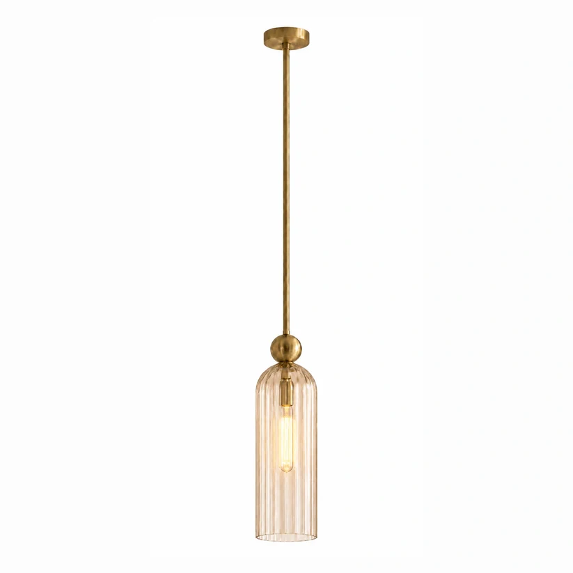 Clear Ribbed Glass single pendant