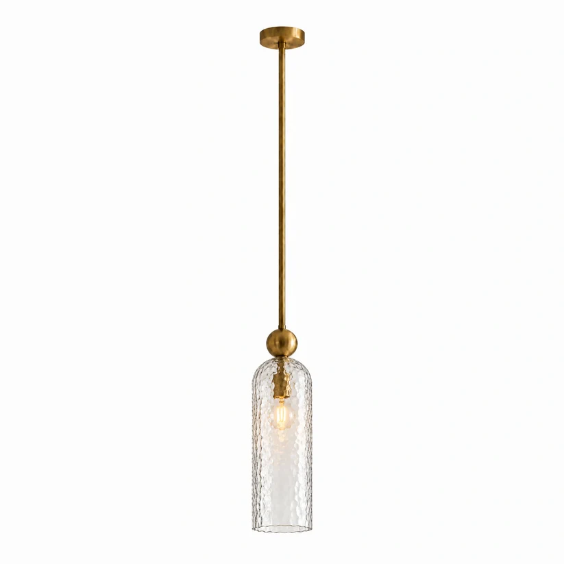 Clear Hammered Glass single pendant