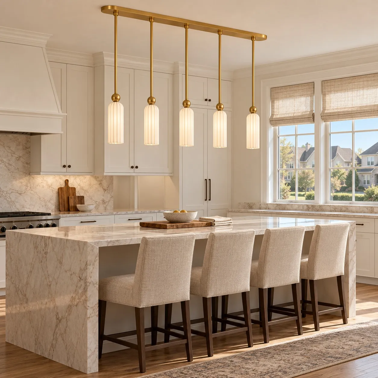 Aurelle pendant lights in a dining room