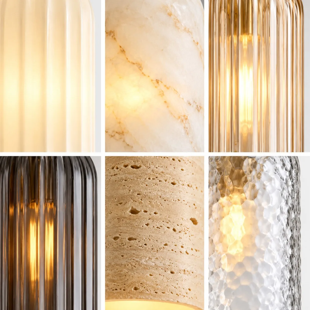 Close comparison of glass and stone shade textures