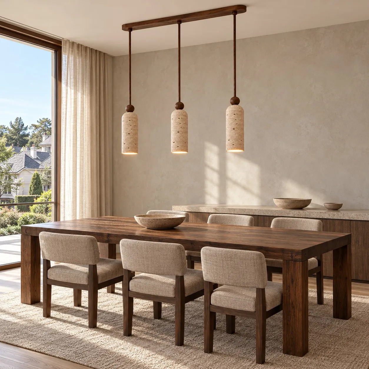 Pendant lights in a dining room