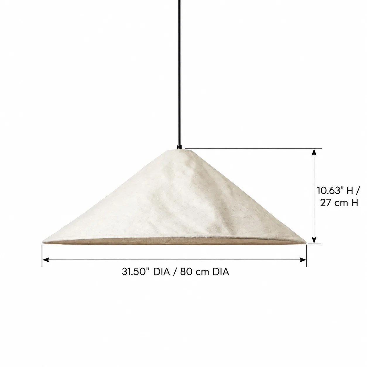 Large Auden shade dimension diagram: 80 cm diameter and 27 cm high