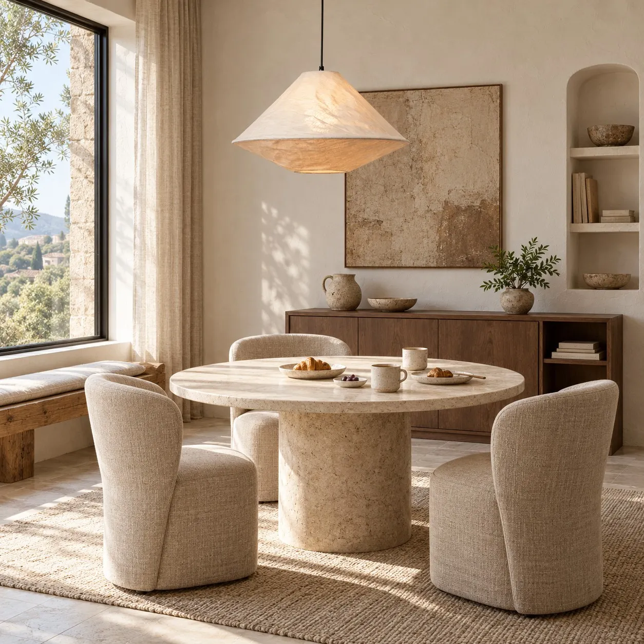 Moore pendant in a compact dining setting