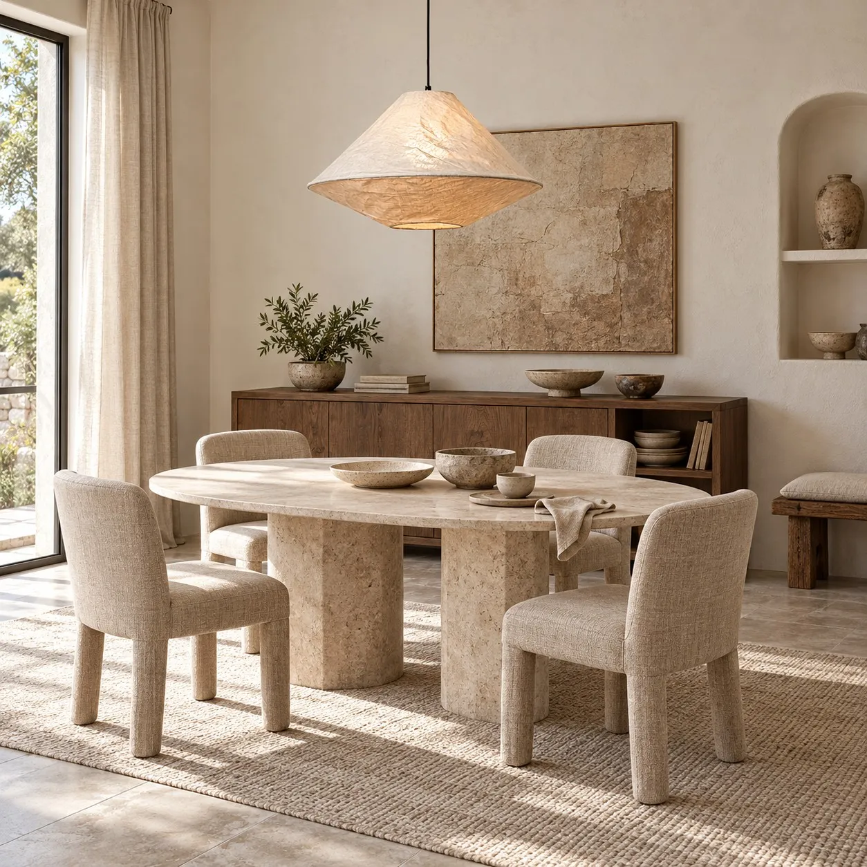 Moore pendant in a softly furnished bedroom