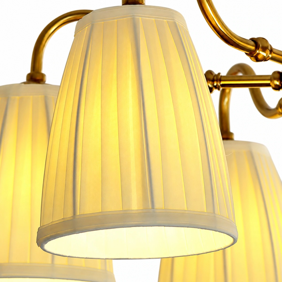 Close view of the pleated textile lamp shade
