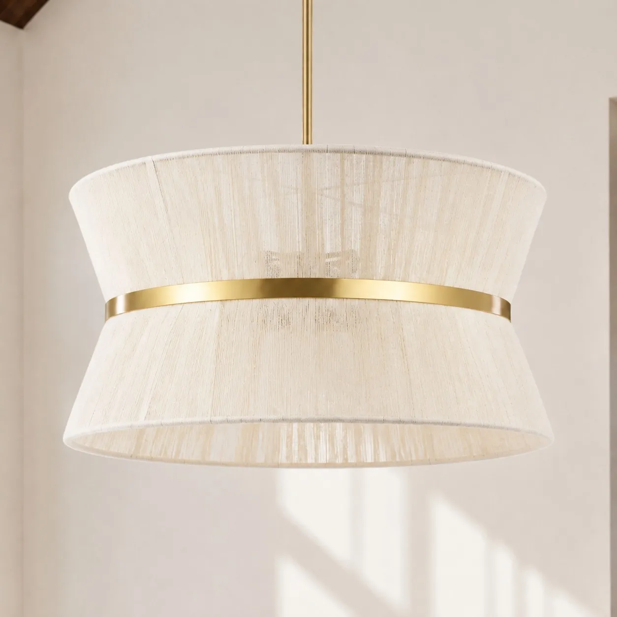 Emily Modern 4 Light Rope Shade Drum Chandelier