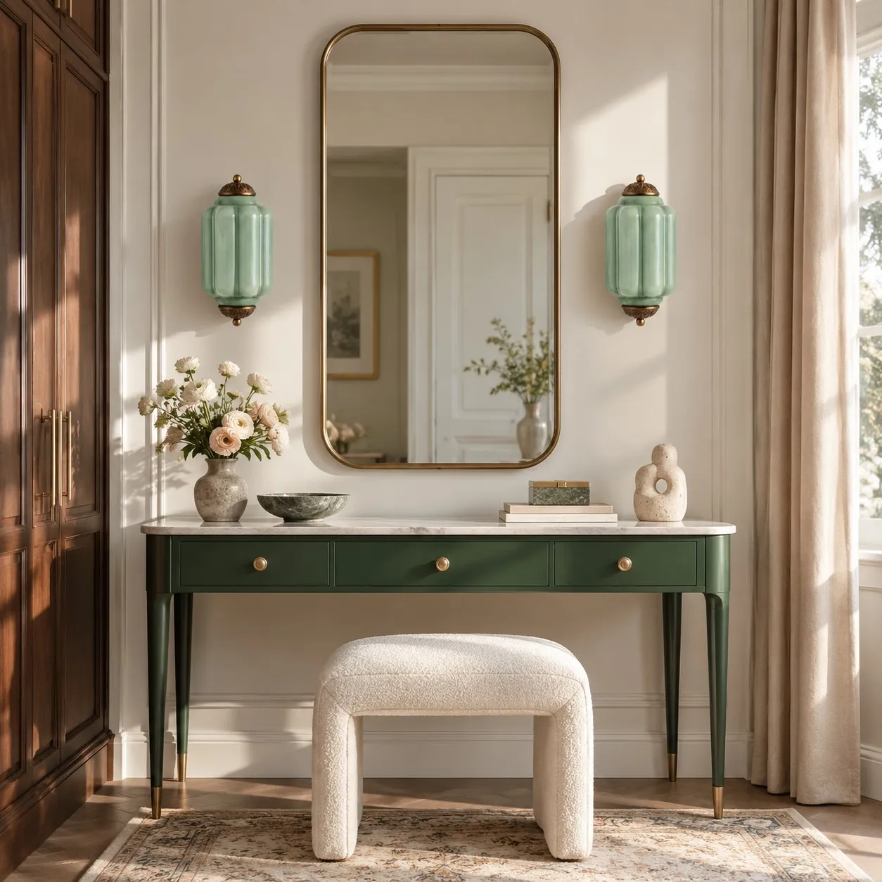 Michael Vintage Eloise Milk Glass Flush Wall Light