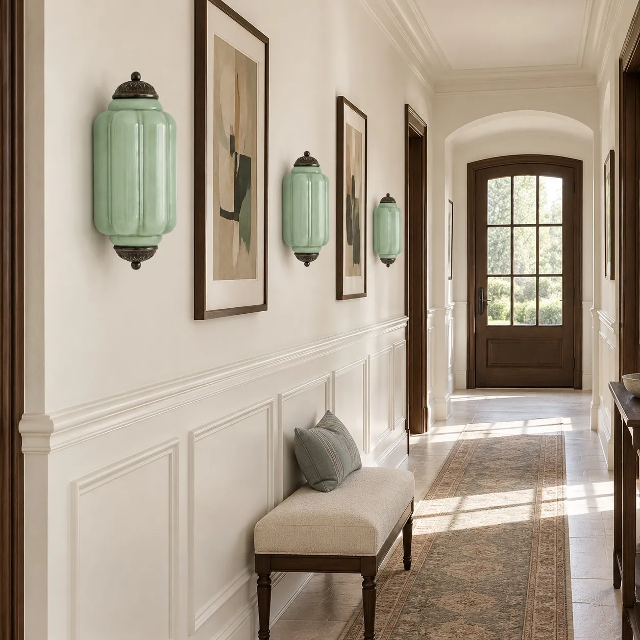 Michael Vintage Eloise Milk Glass Flush Wall Light