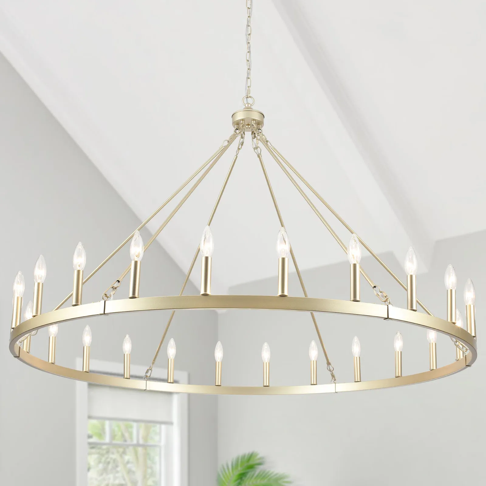 Raeth Farmhouse 24 Lights Wagon Wheel Candle Style Chandelier