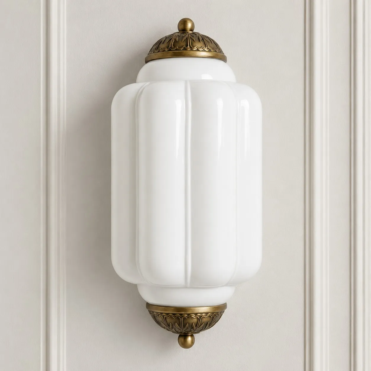 Michael Vintage Eloise Milk Glass Flush Wall Light