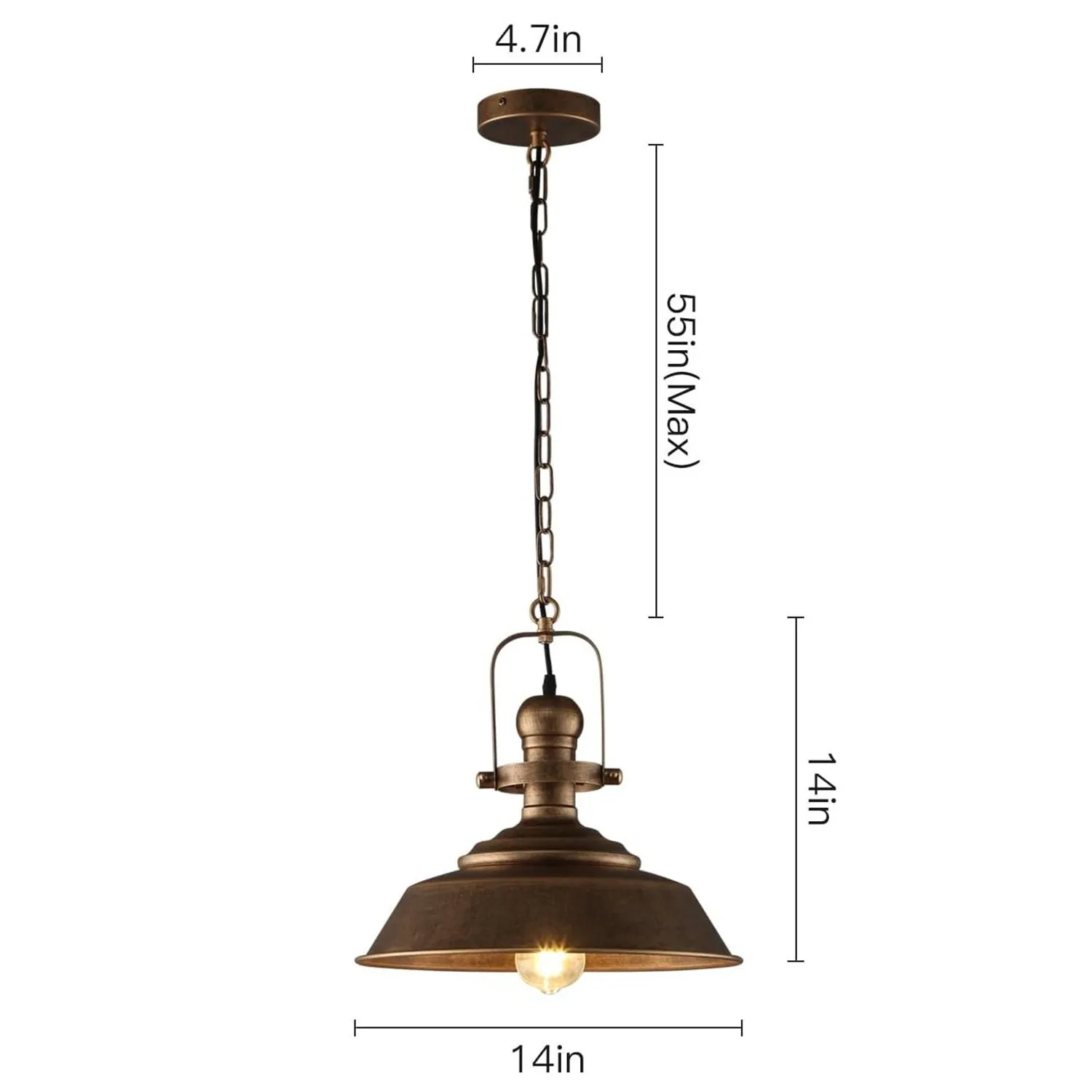 Carmen Industrial Antique Metal Horn Shaped Pendant Light