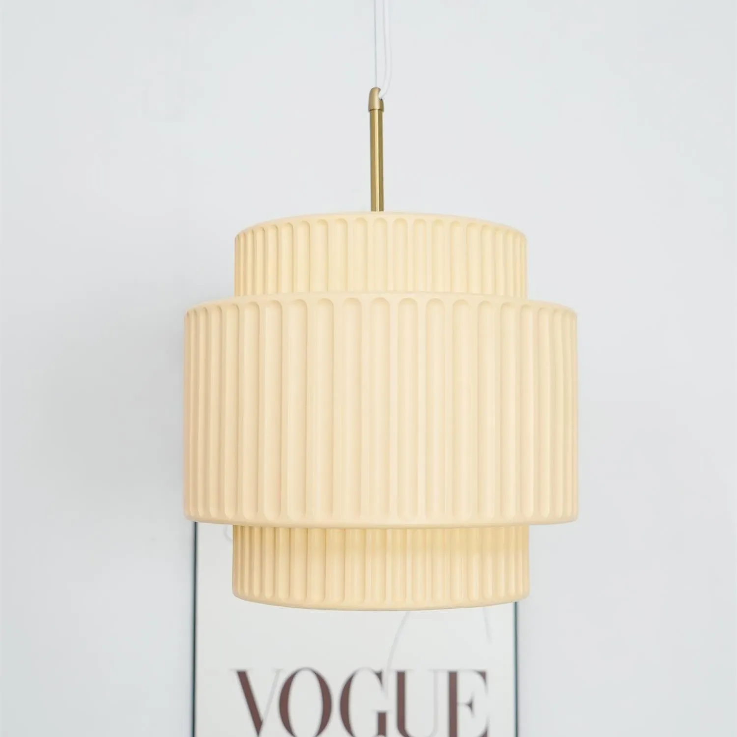 Brisby Striped Frosted Fluted Ceramic Pendant Light