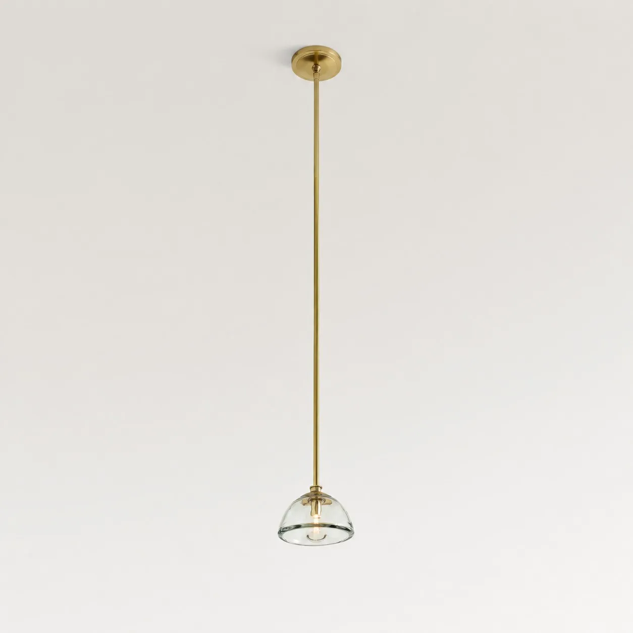 Brenna Modern Brass Cast Glass Dome Pendant Light
