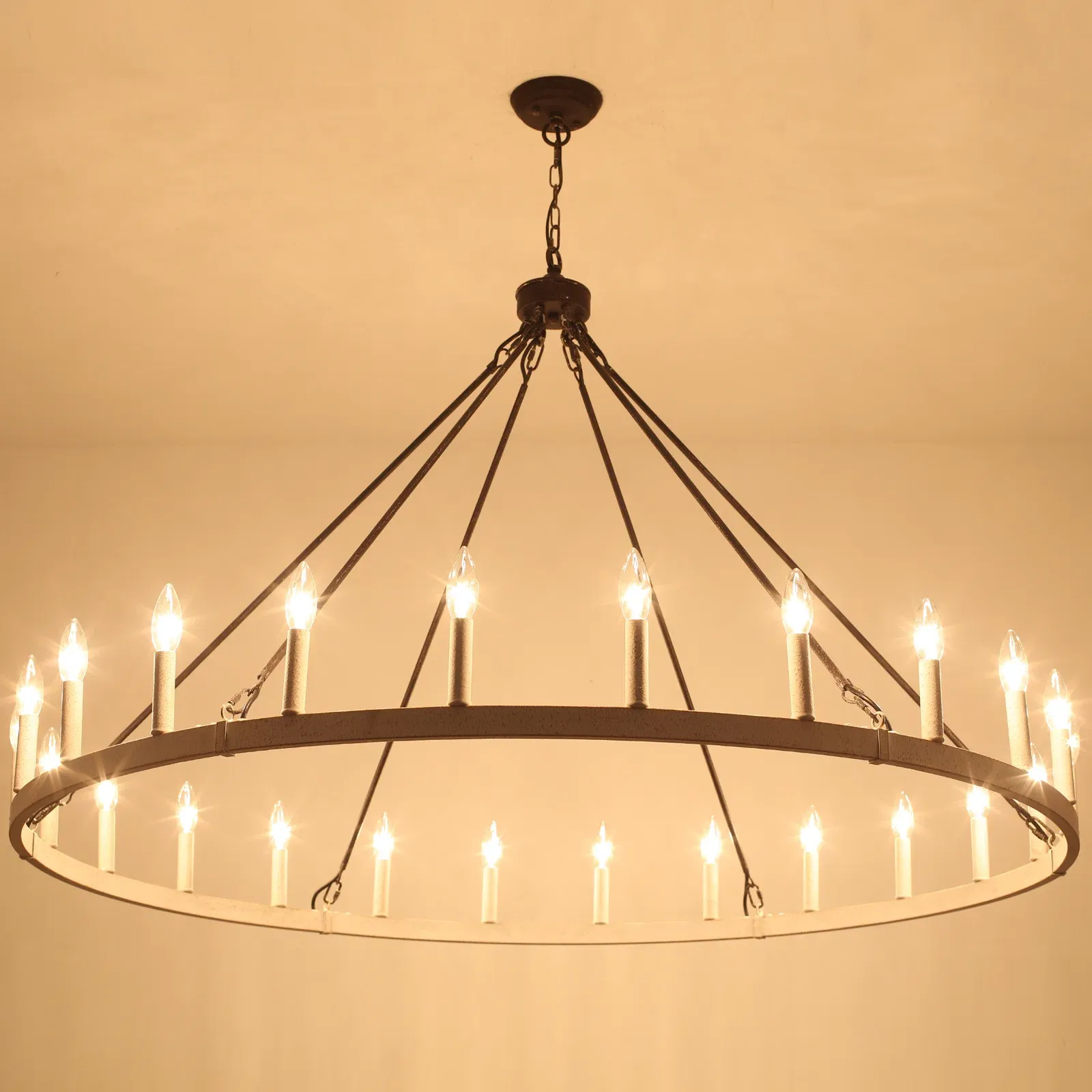 Raeth Farmhouse 24 Lights Wagon Wheel Candle Style Chandelier