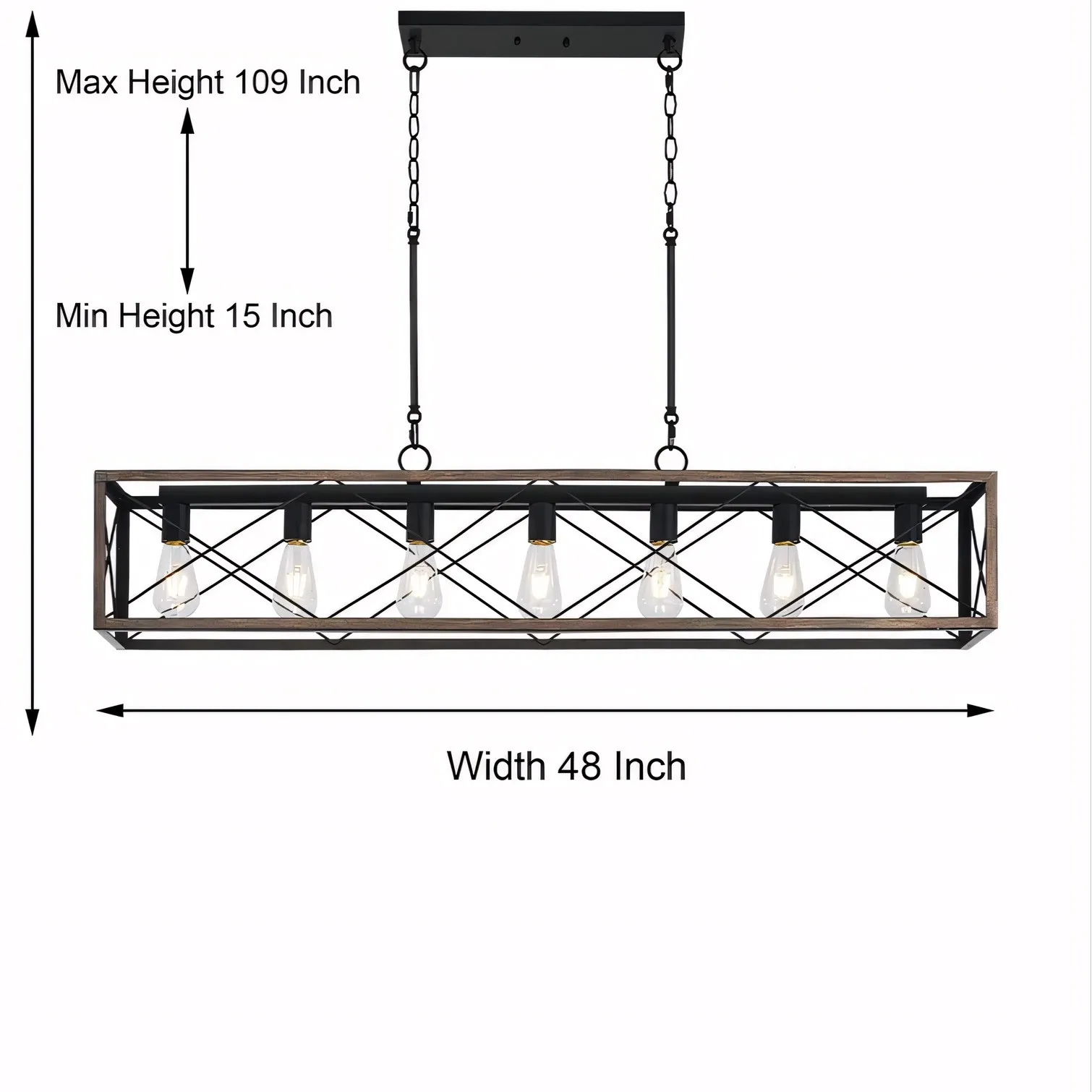 Wrylor Farmhouse 7 Light Steel Rectangle Chandelier